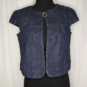 LOFT Indigo Denim Cap Sleeve Jacket